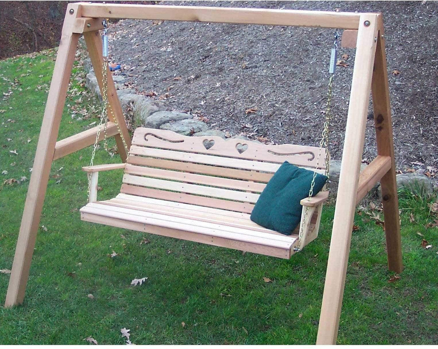 Creekvine Designs 4' Cedar Country Hearts Veranda Swing mit Stand