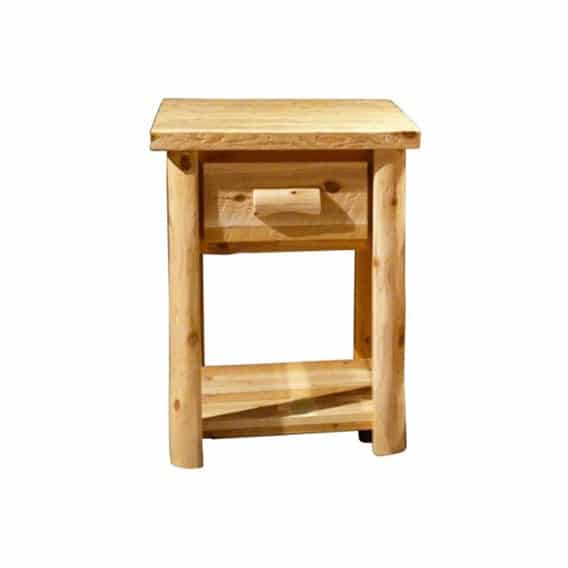 Rocky Top Rustic Log End Tisch mit Schublade und Regal