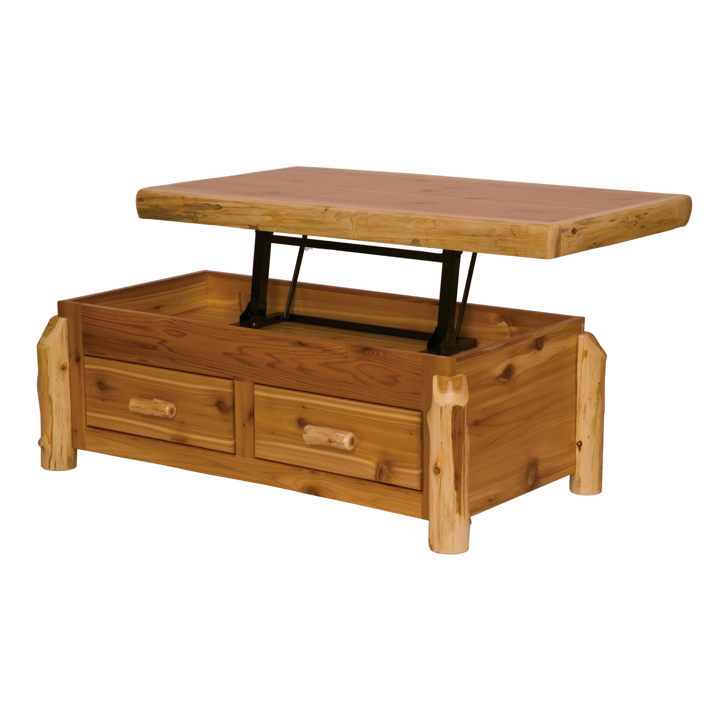 Fireside Lodge Cedar Log Modern Lift Top Couchtisch