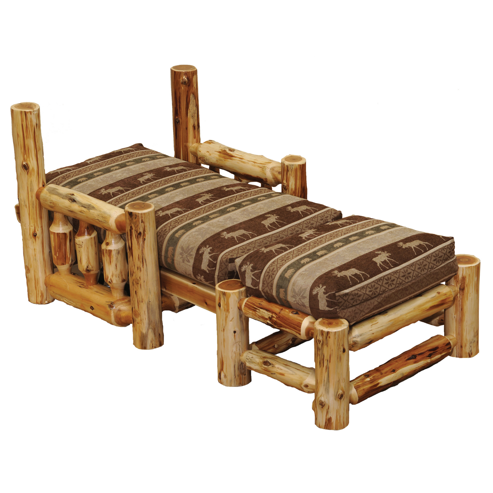 Fireside Lodge Cedar Log Futon Stuhl mit Ottoman