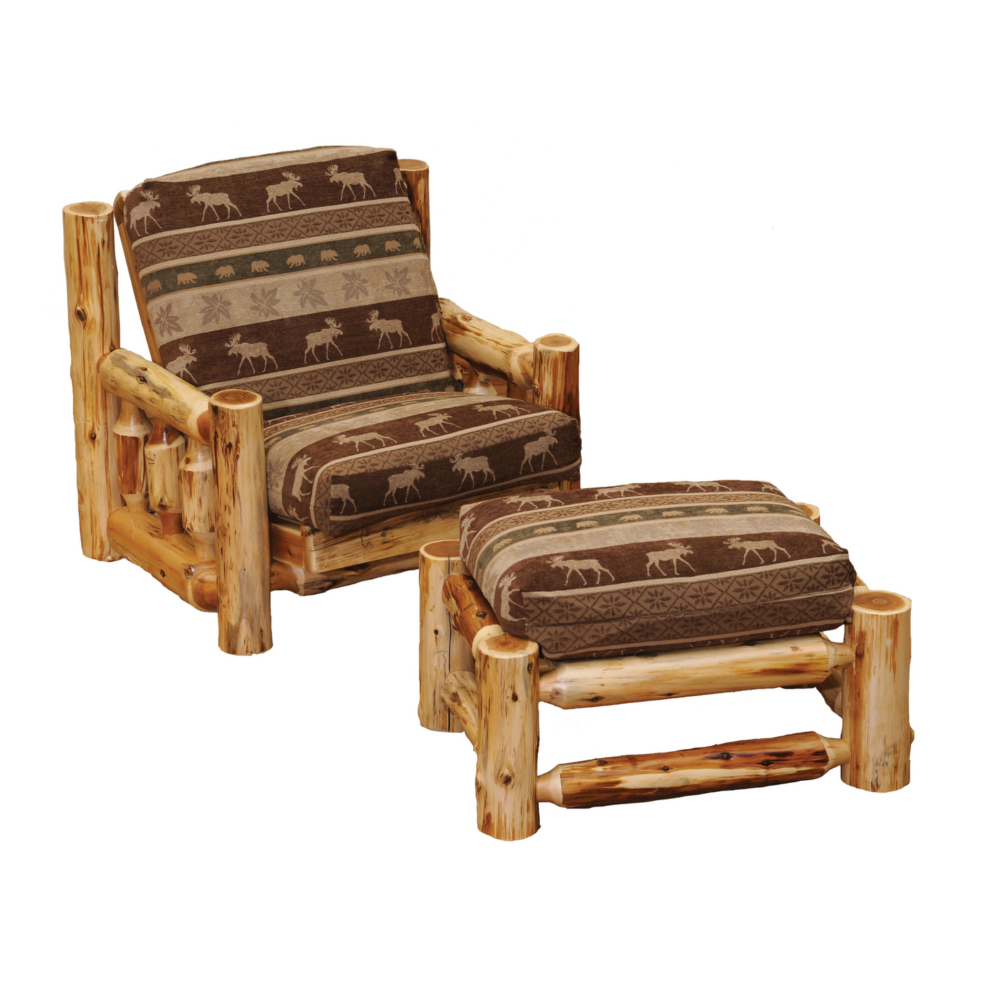 Fireside Lodge Cedar Log Futon Stuhl mit Ottoman