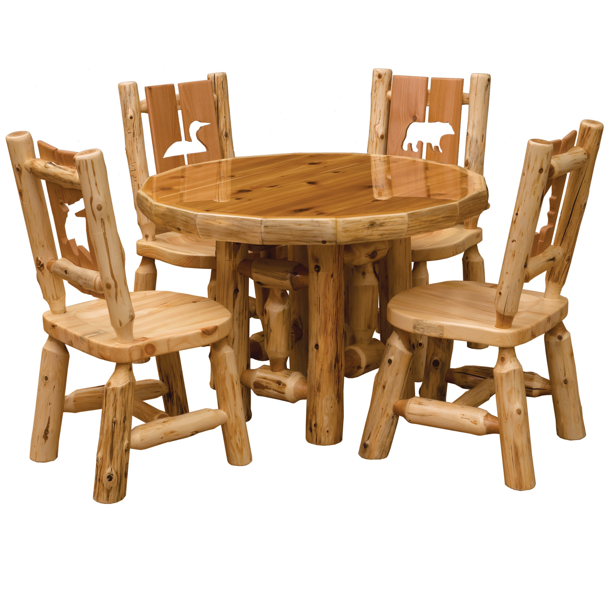 Fireside Lodge Cedar Log Round Esstisch und Stühle