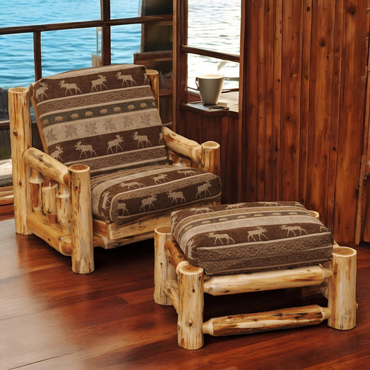 Fireside Lodge Cedar Log Futon Stuhl mit Ottoman