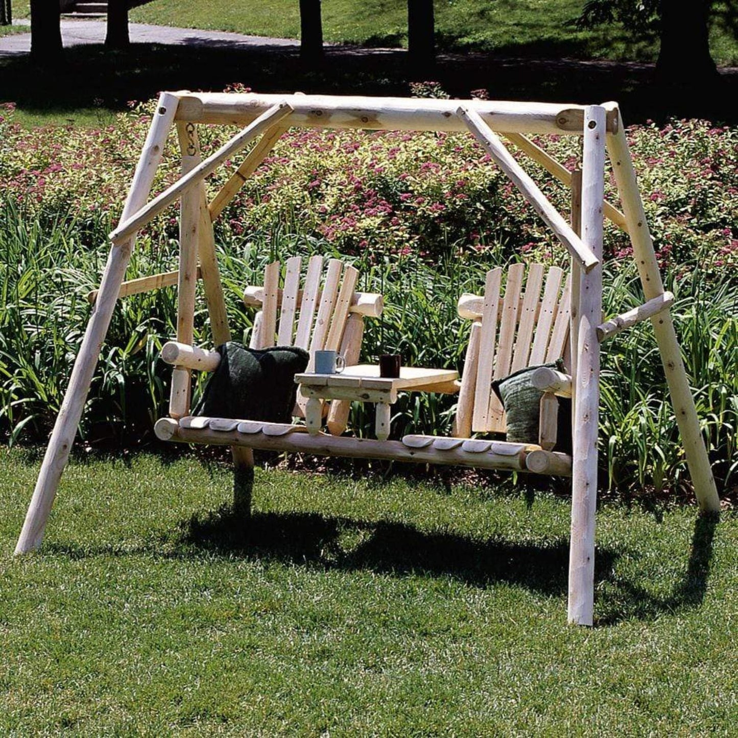 Lakeland Mills Cedar Log Tete-A-Tete Yard Swing