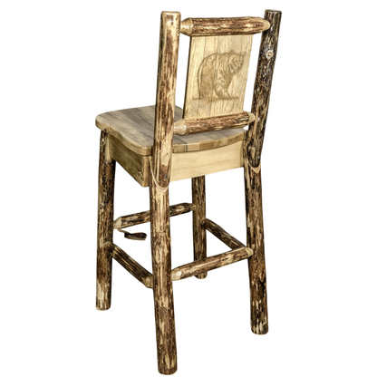 Montana Woodworks Glacier Country Kollektion Barshocker mit Rückseite - Laser Gravur Design
