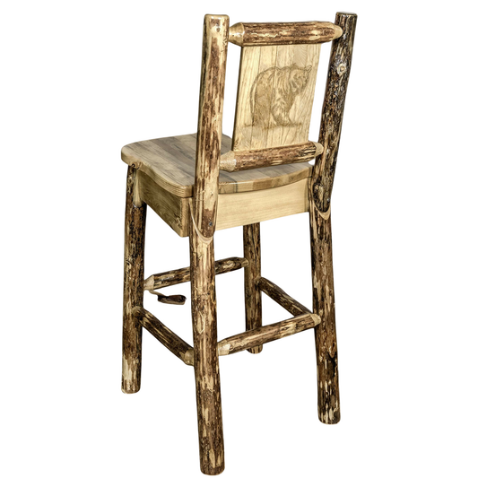 Montana Woodworks Glacier Country Kollektion Barshocker mit Rückseite - Laser Gravur Design