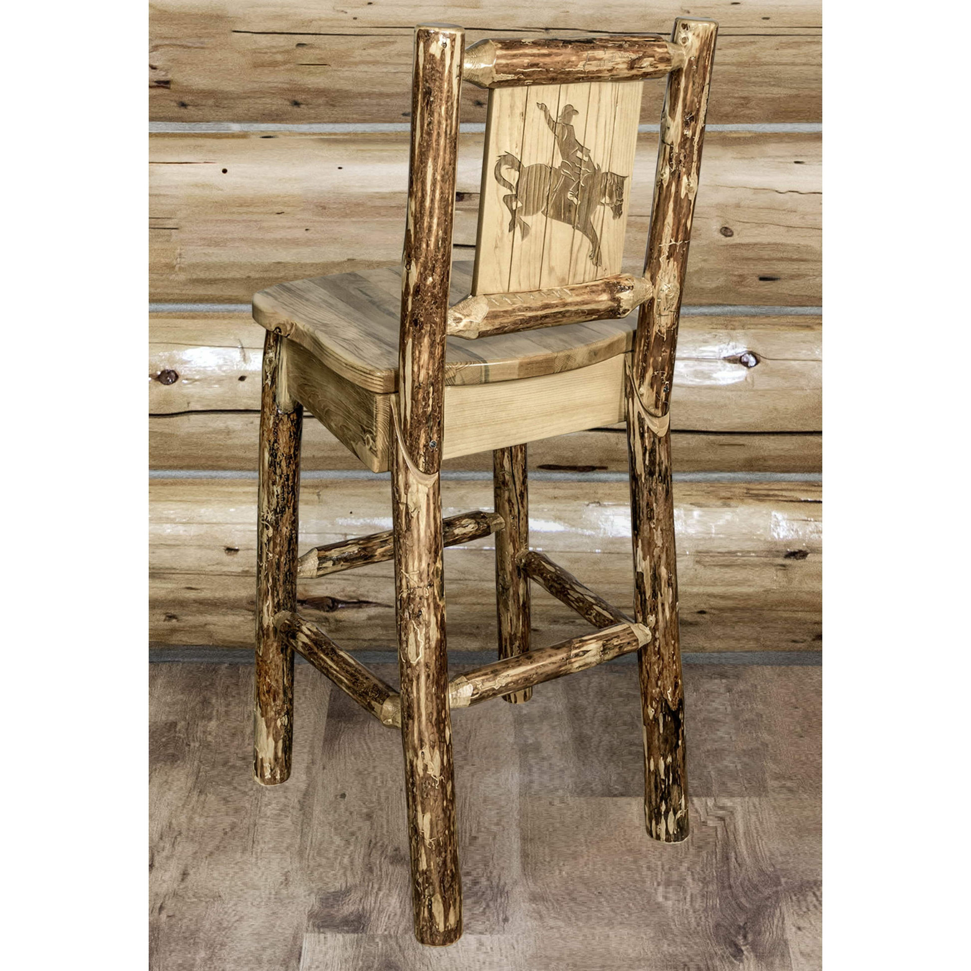 Montana Woodworks Glacier Country Kollektion Barshocker mit Rückseite - Laser Gravur Design