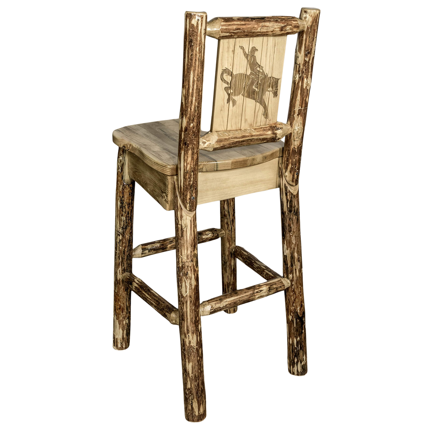 Montana Woodworks Glacier Country Kollektion Barshocker mit Rückseite - Laser Gravur Design