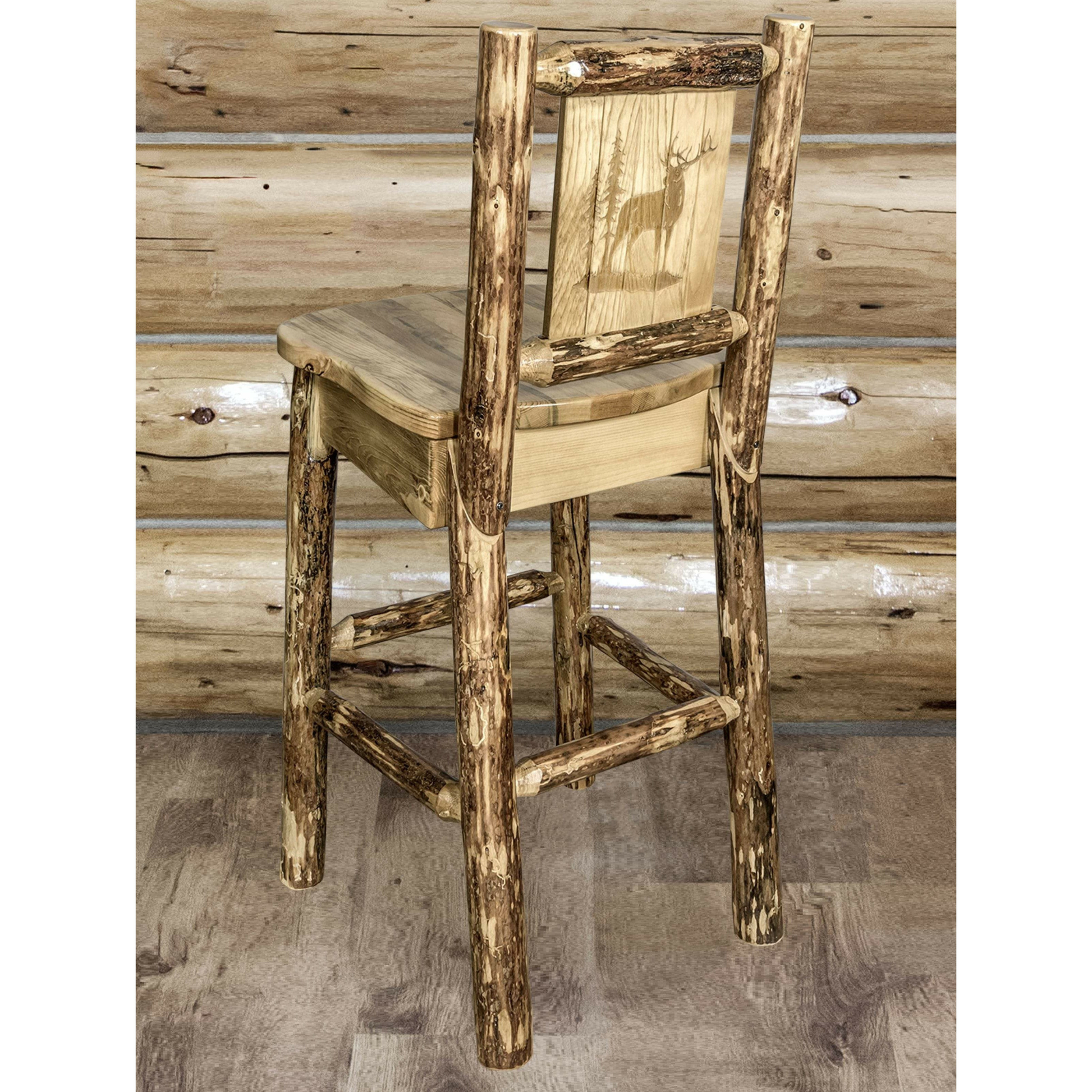 Montana Woodworks Glacier Country Kollektion Barshocker mit Rückseite - Laser Gravur Design