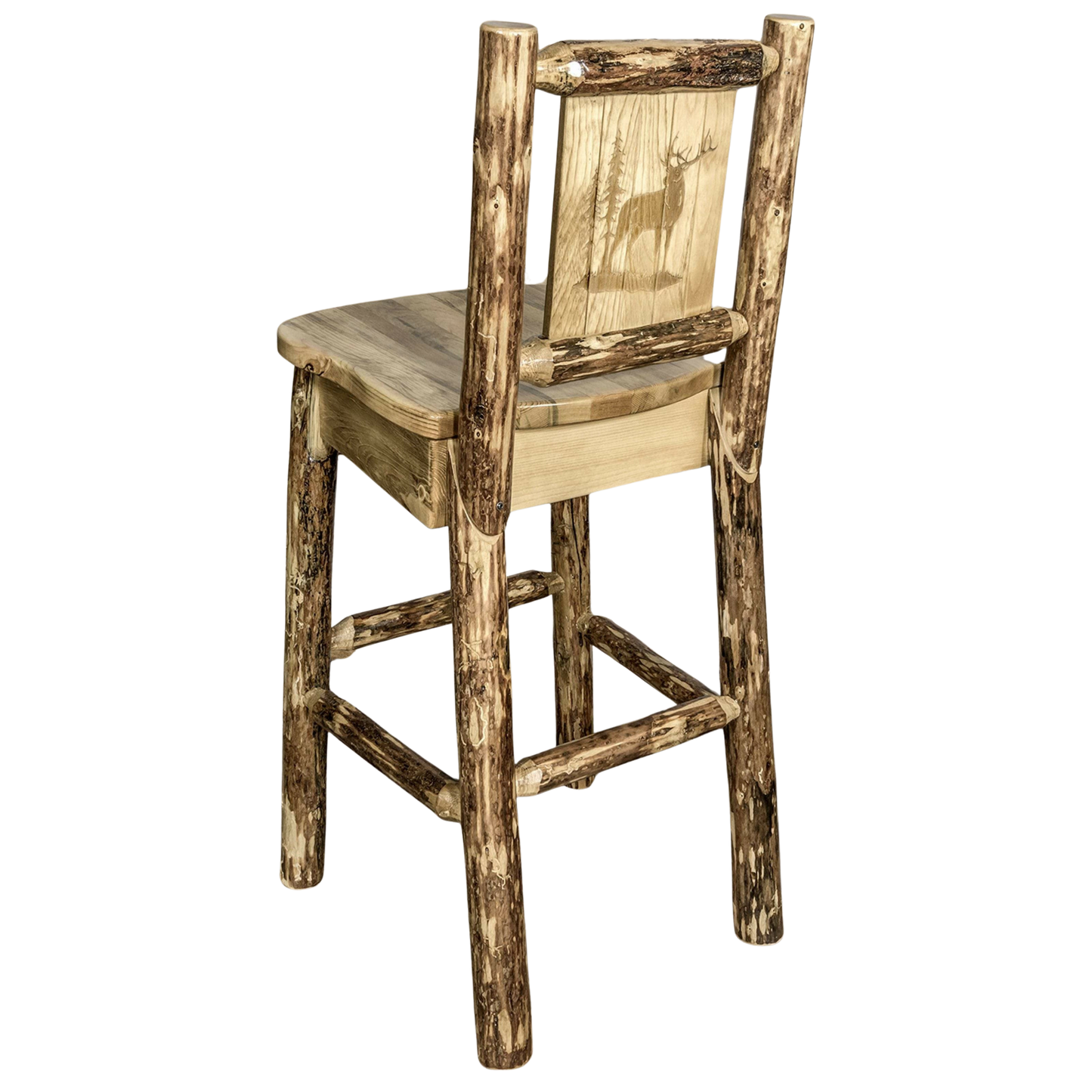 Montana Woodworks Glacier Country Kollektion Barshocker mit Rückseite - Laser Gravur Design