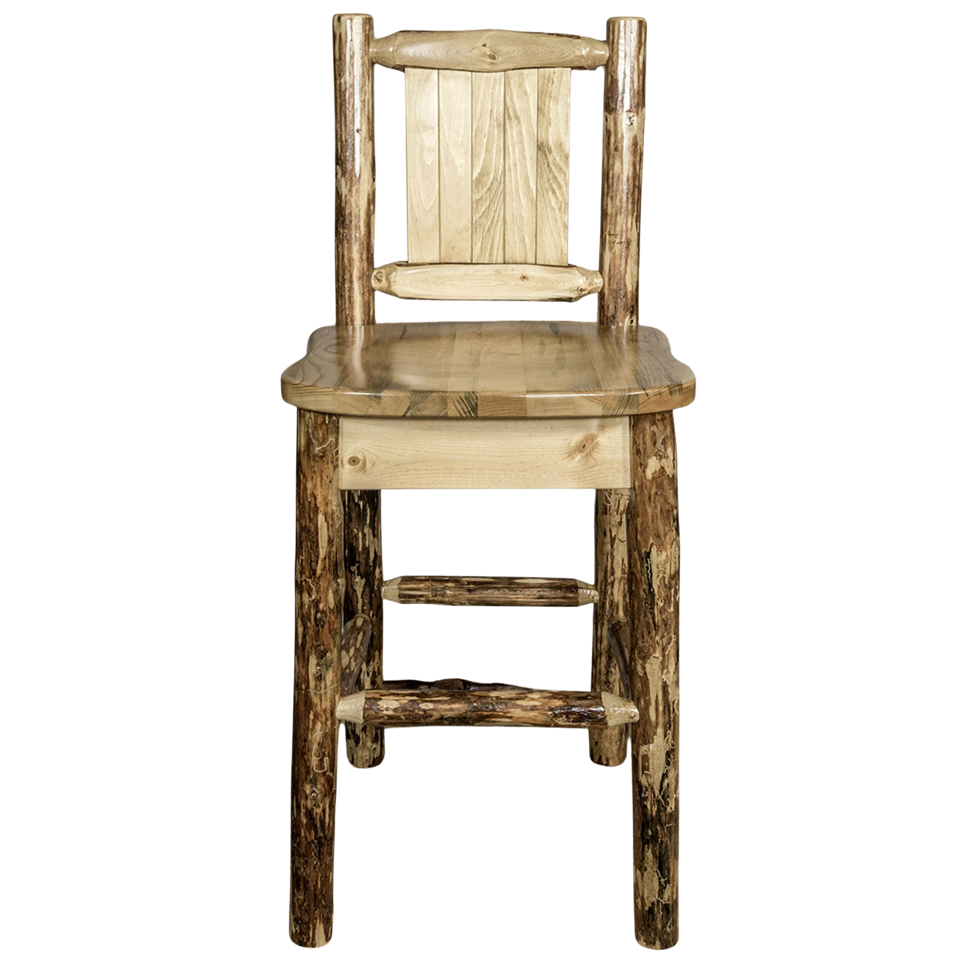 Montana Woodworks Glacier Country Kollektion Barshocker mit Rückseite - Laser Gravur Design