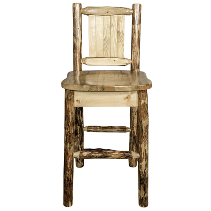 Montana Woodworks Glacier Country Kollektion Barshocker mit Rückseite - Laser Gravur Design