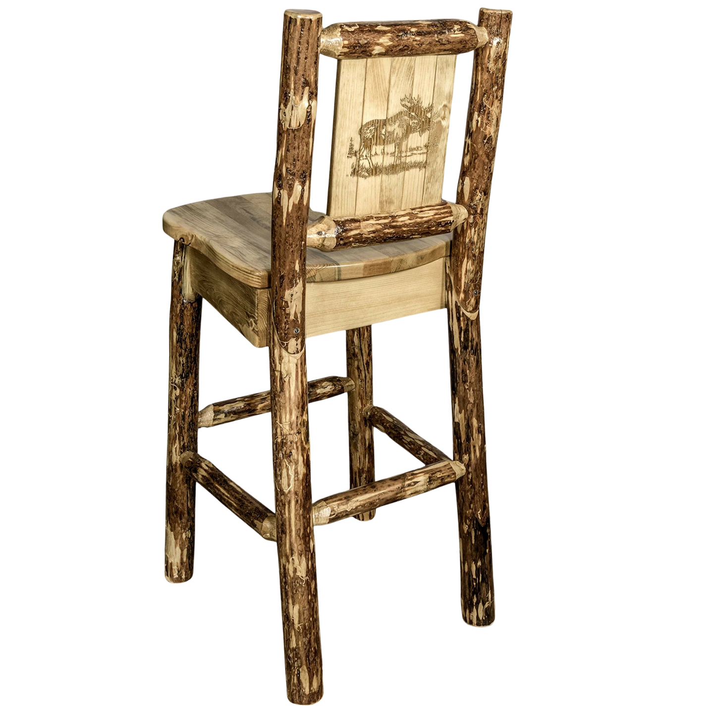 Montana Woodworks Glacier Country Kollektion Barshocker mit Rückseite - Laser Gravur Design