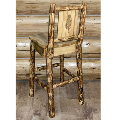 Montana Woodworks Glacier Country Kollektion Barshocker mit Rückseite - Laser Gravur Design
