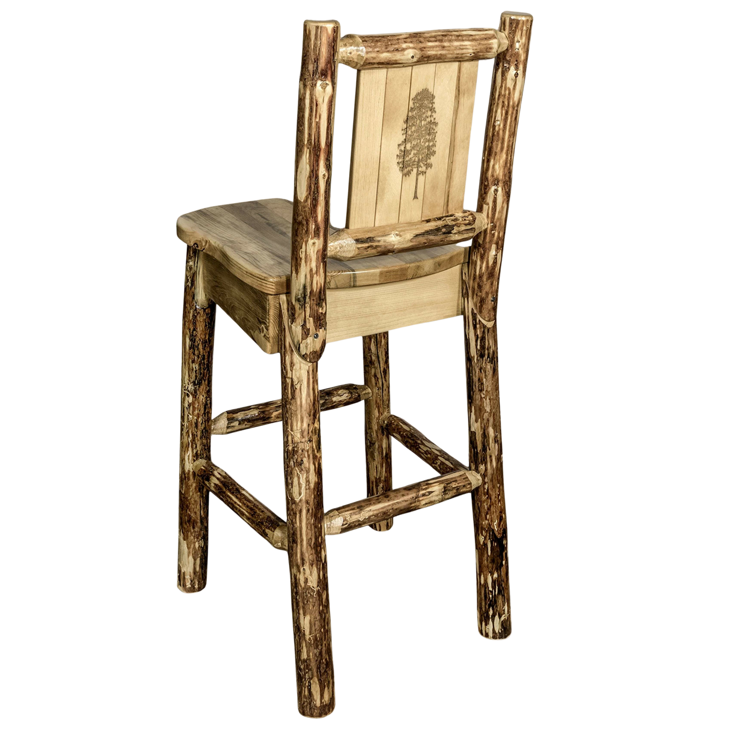Montana Woodworks Glacier Country Kollektion Barshocker mit Rückseite - Laser Gravur Design