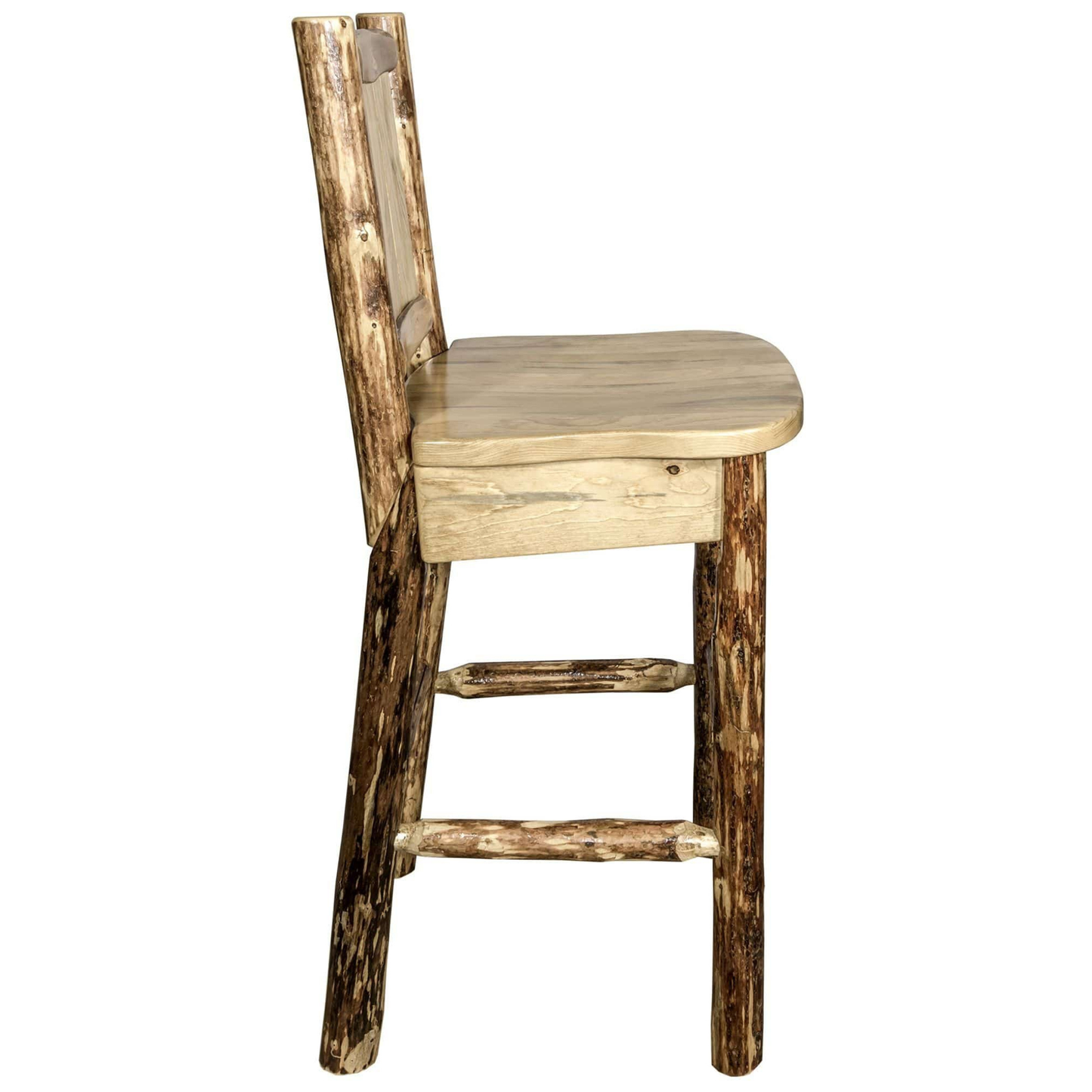 Montana Woodworks Glacier Country Kollektion Barshocker mit Rückseite - Laser Gravur Design