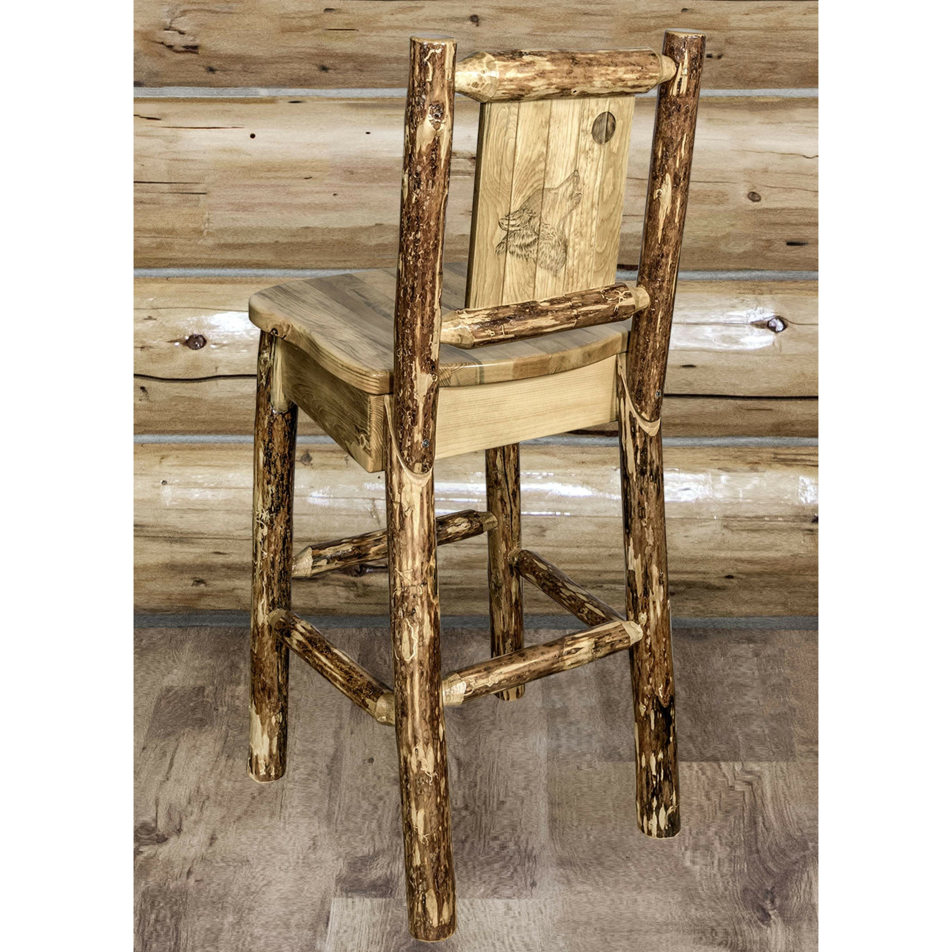 Montana Woodworks Glacier Country Kollektion Barshocker mit Rückseite - Laser Gravur Design