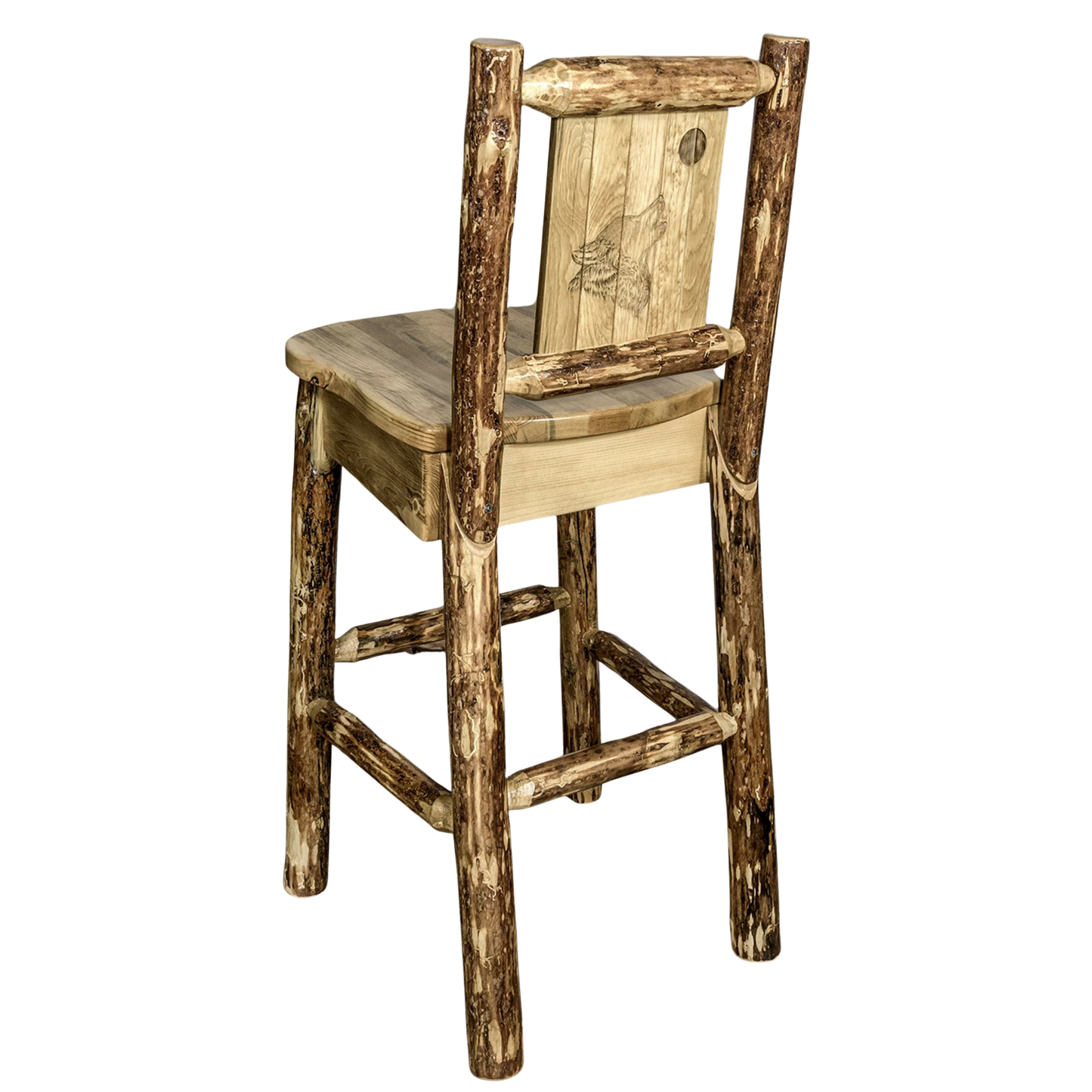 Montana Woodworks Glacier Country Kollektion Barshocker mit Rückseite - Laser Gravur Design