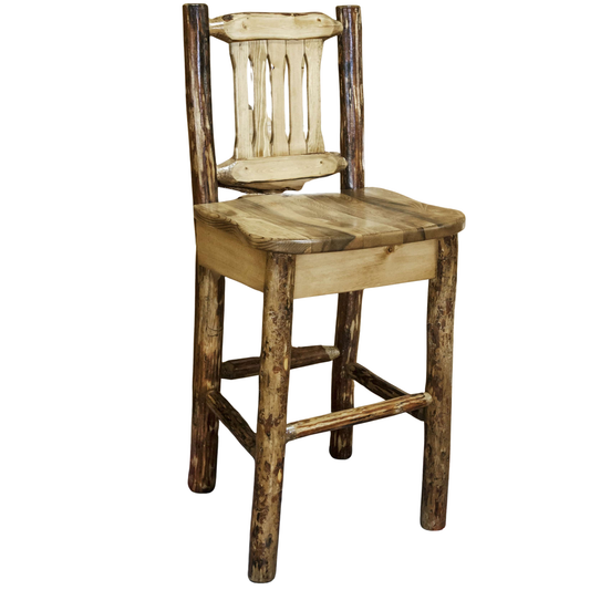 Montana Woodworks Glacier Country Kollektion Barshocker mit Rücken - Ergonomischer Holzsitz
