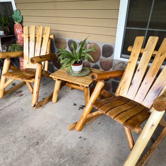 Moon Valley Rustic Outdoor Schaukelstuhl mit Endtisch