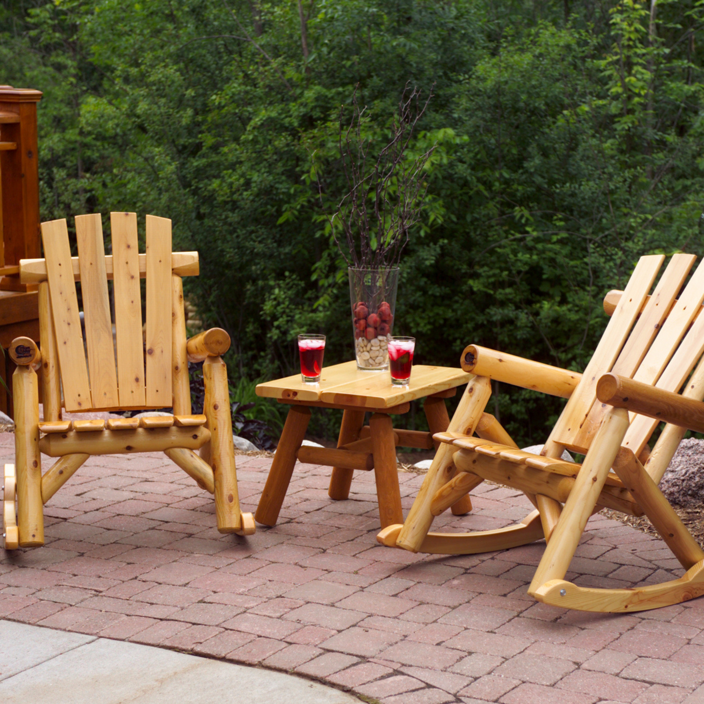 Moon Valley Rustic Outdoor Schaukelstuhl mit Endtisch