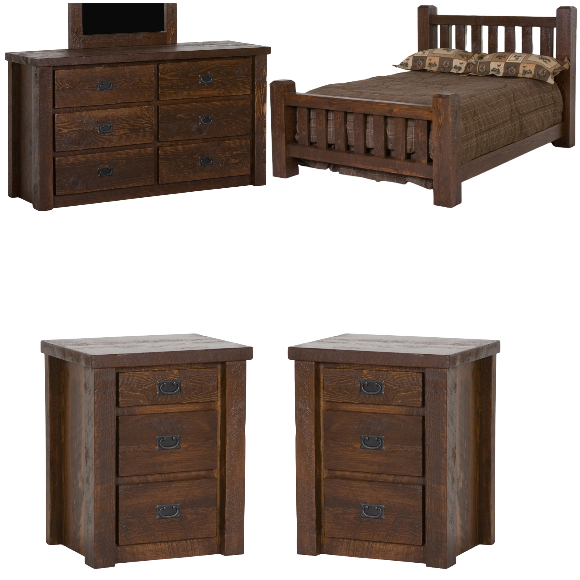 Viking Log Lumberjack Barnwood Rustikales Schlafzimmer Set