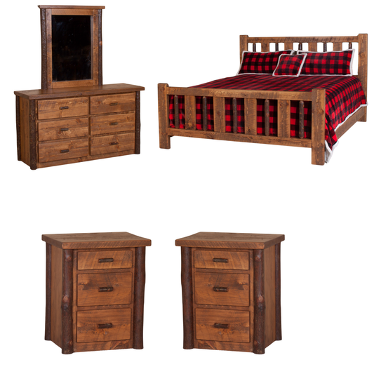 Viking Log River Hickory Rustikales Schlafzimmer