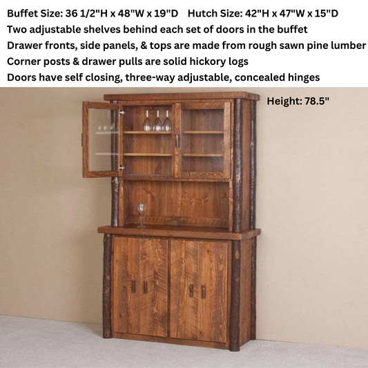 Viking Log Sawtooth Hickory Buffet & Hutch