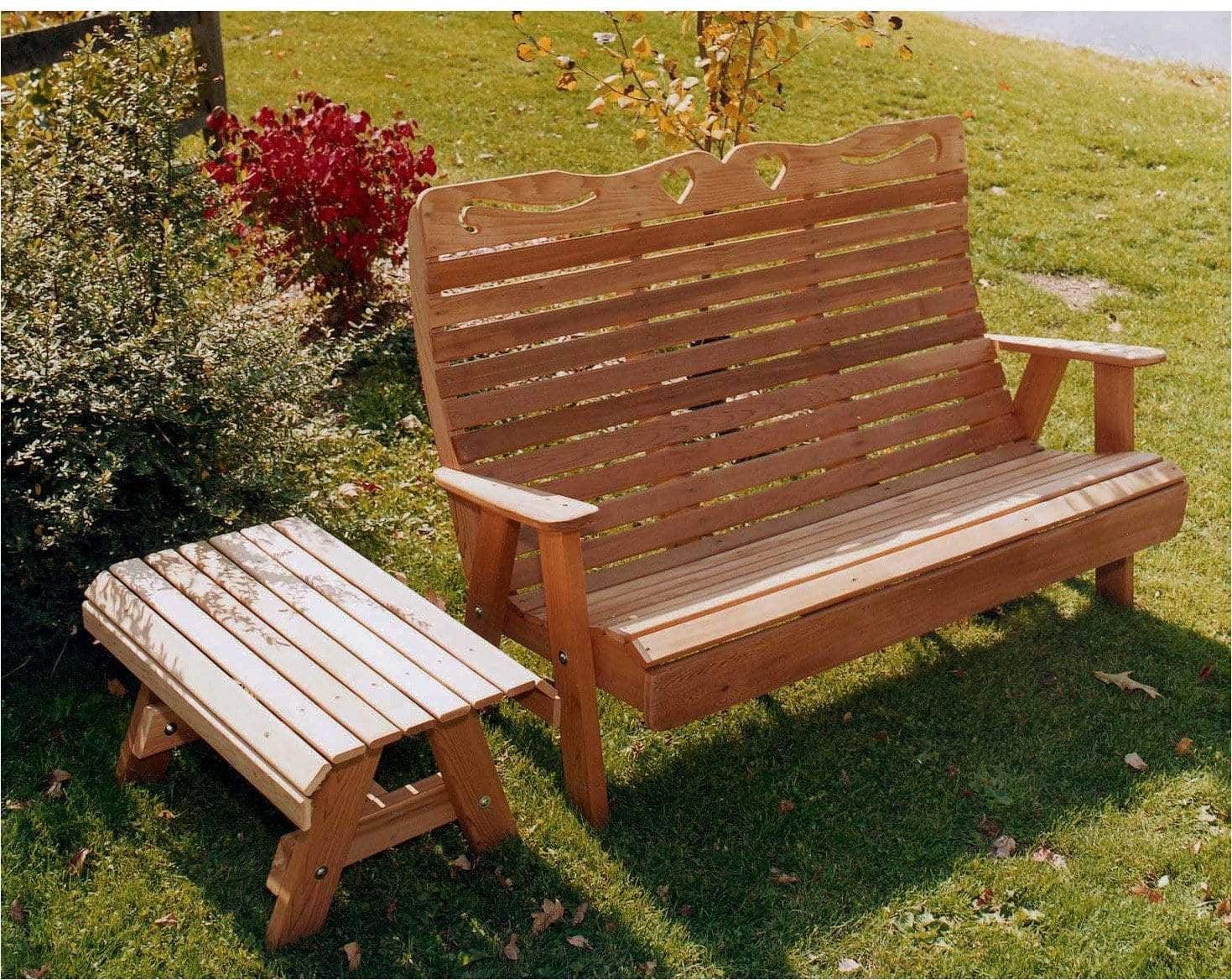Creekvine Designs 4' Cedar Royal Country Hearts Garden Bench