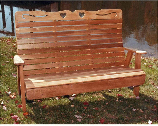 Creekvine Designs 4' Cedar Royal Country Hearts Garden Bench