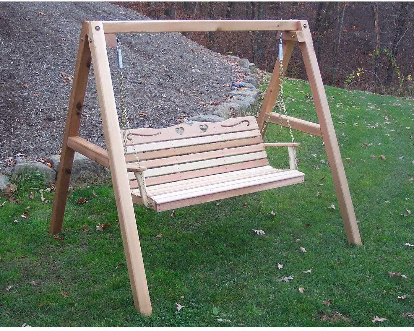 Creekvine Designs 5' Cedar Country Hearts Veranda Swing mit Stand