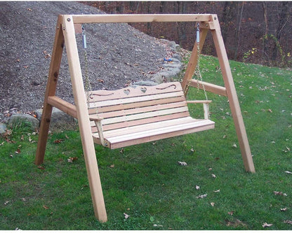Creekvine Designs 6' Cedar Country Hearts Veranda Swing mit Stand