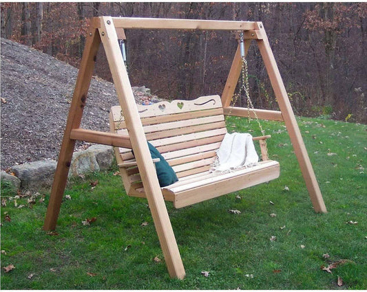 Creekvine Designs Cedar Royal Country Hearts Porch Swing mit 5 'Stand