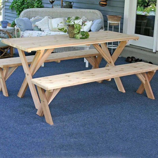 Creekvine Designs Rot Cedar 10 'Picnic Tisch mit freistehenden Bänken