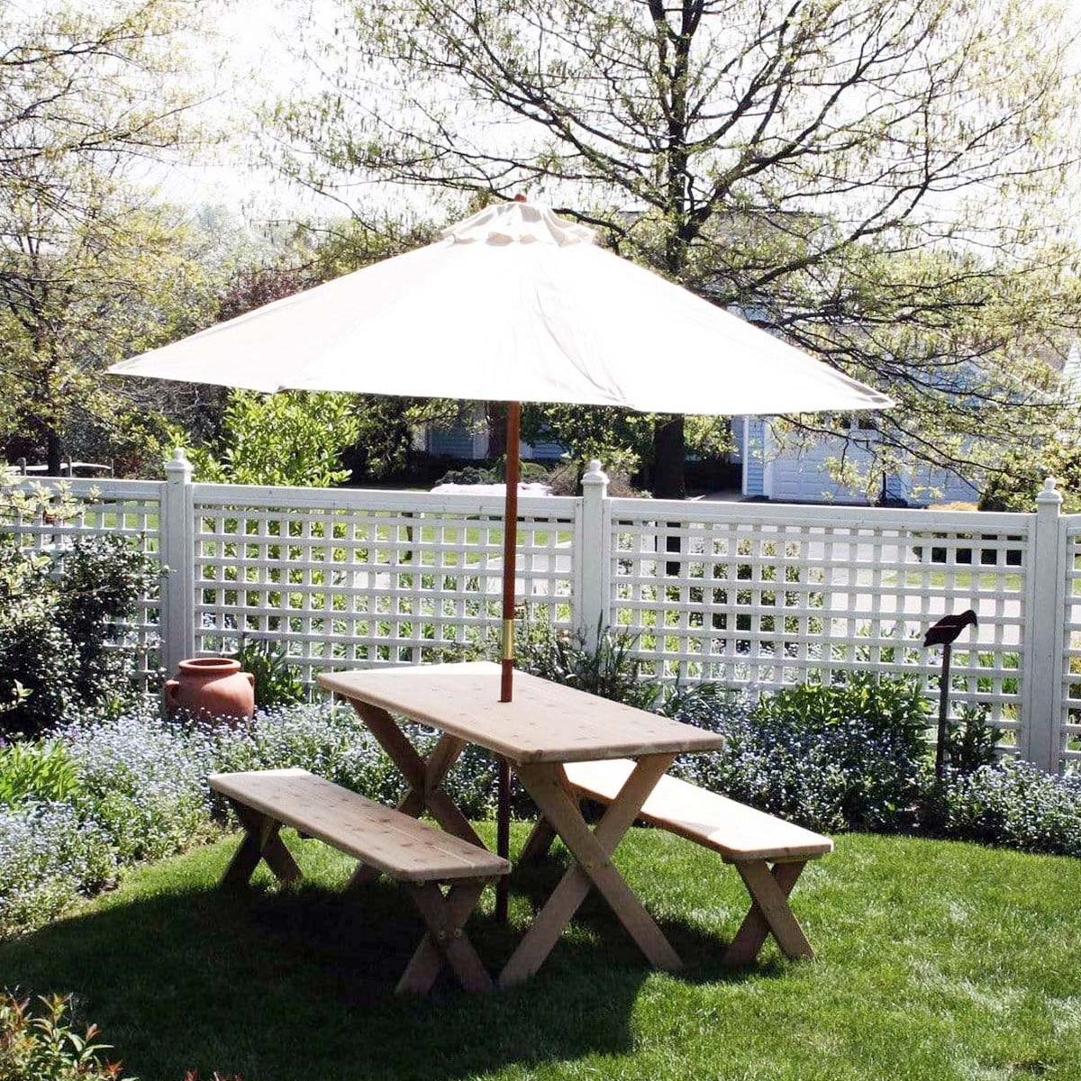 Creekvine Designs Rot Cedar 10 'Picnic Tisch mit freistehenden Bänken