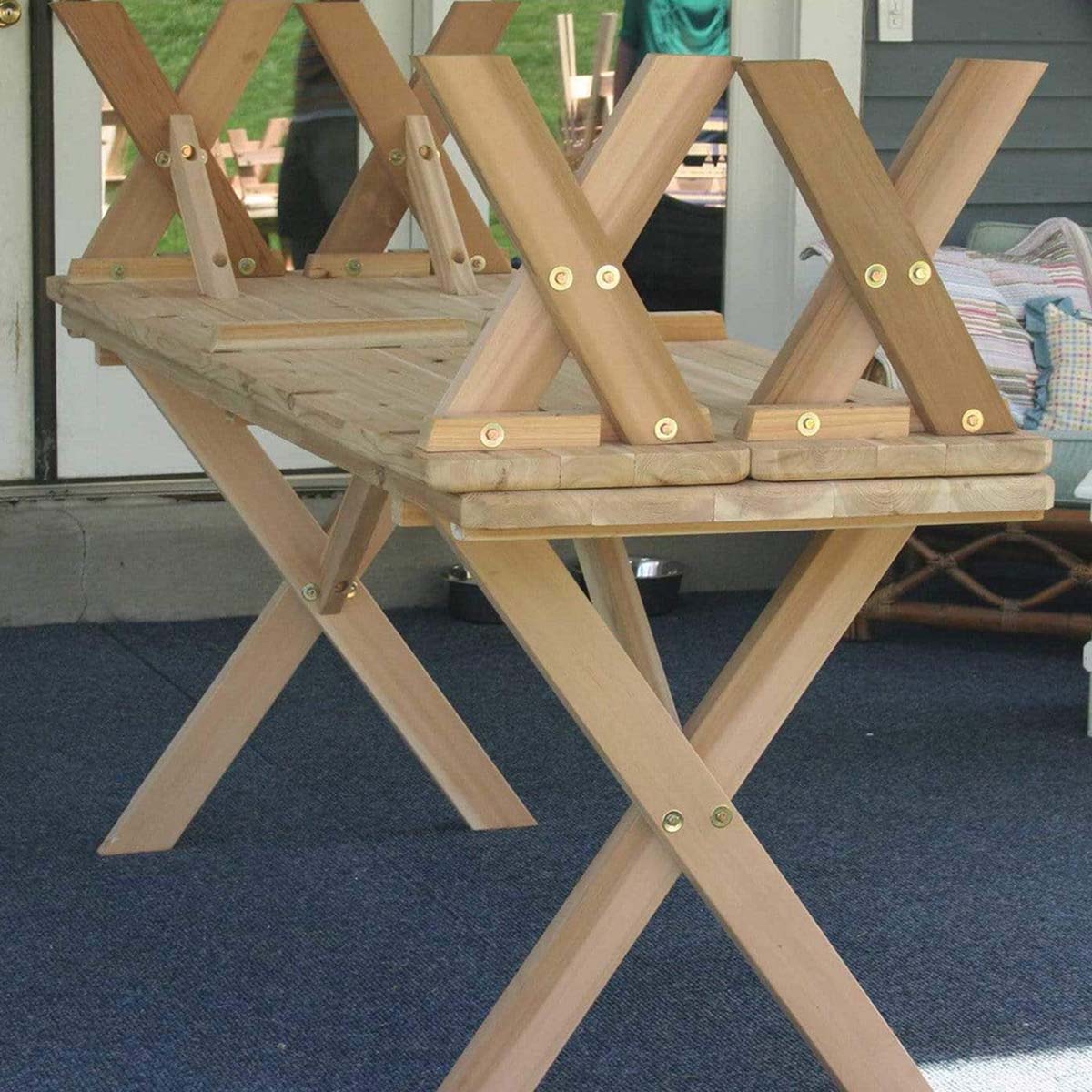 Creekvine Designs Rot Cedar 10 'Picnic Tisch mit freistehenden Bänken