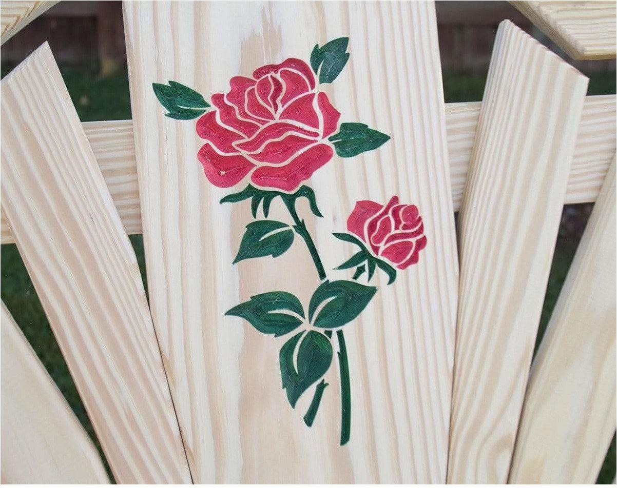 Creekvine Designs Behandelt Pine Fanback Patio Stuhl mit Rose Design