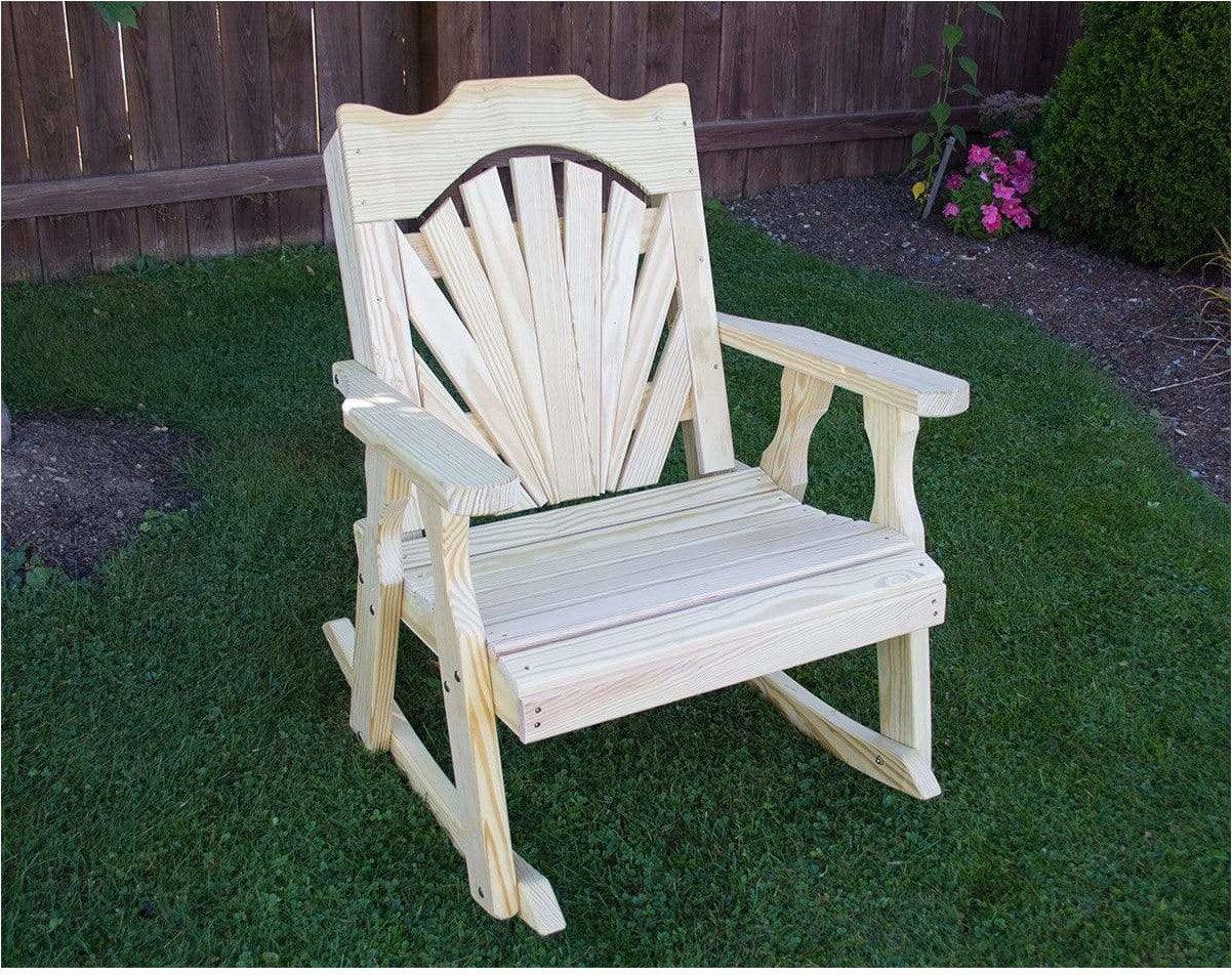 Creekvine Designs Behandelt Pine Fanback Schaukelstuhl