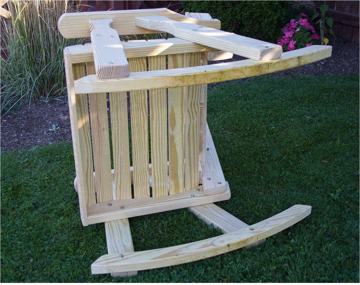 Creekvine Designs Behandelt Pine Fanback Schaukelstuhl mit Rose Design