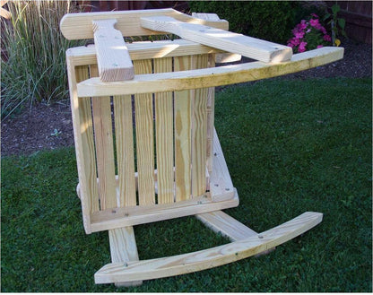 Creekvine Designs Behandelt Pine Fanback Schaukelstuhl mit Rose Design