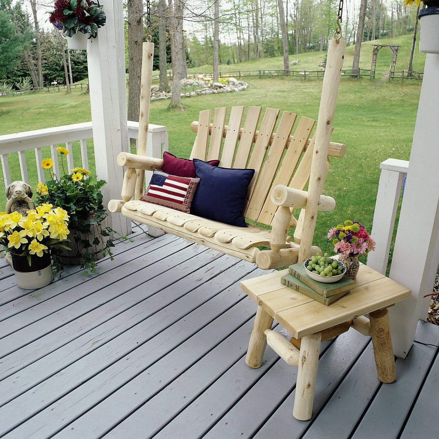 Lakeland Mills Cedar Log 4' Porch Swing