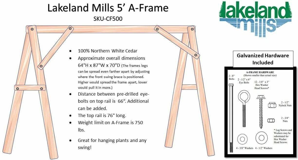 Lakeland Mills Cedar Log A-Frame 5' Swing Mount