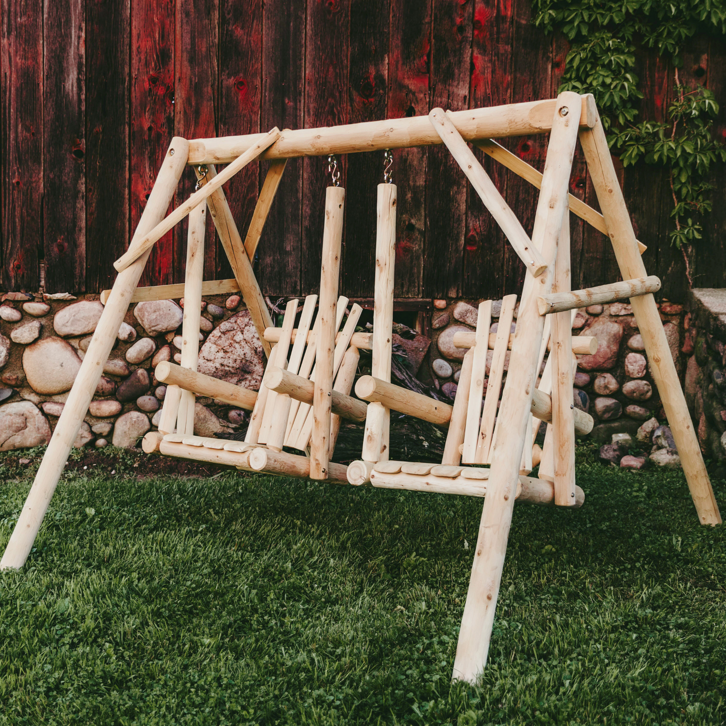 Lakeland Mills Cedar Log Doppelstuhl Swing