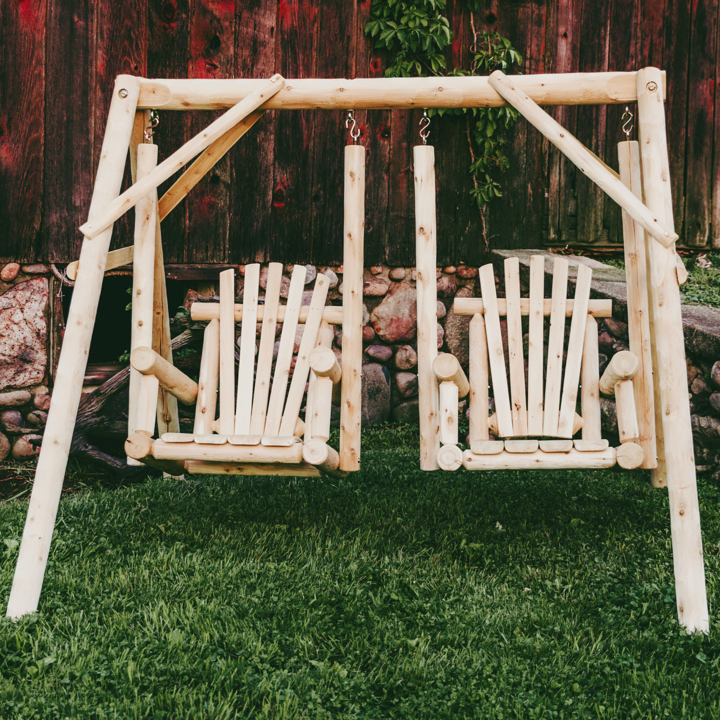Lakeland Mills Cedar Log Doppelstuhl Swing