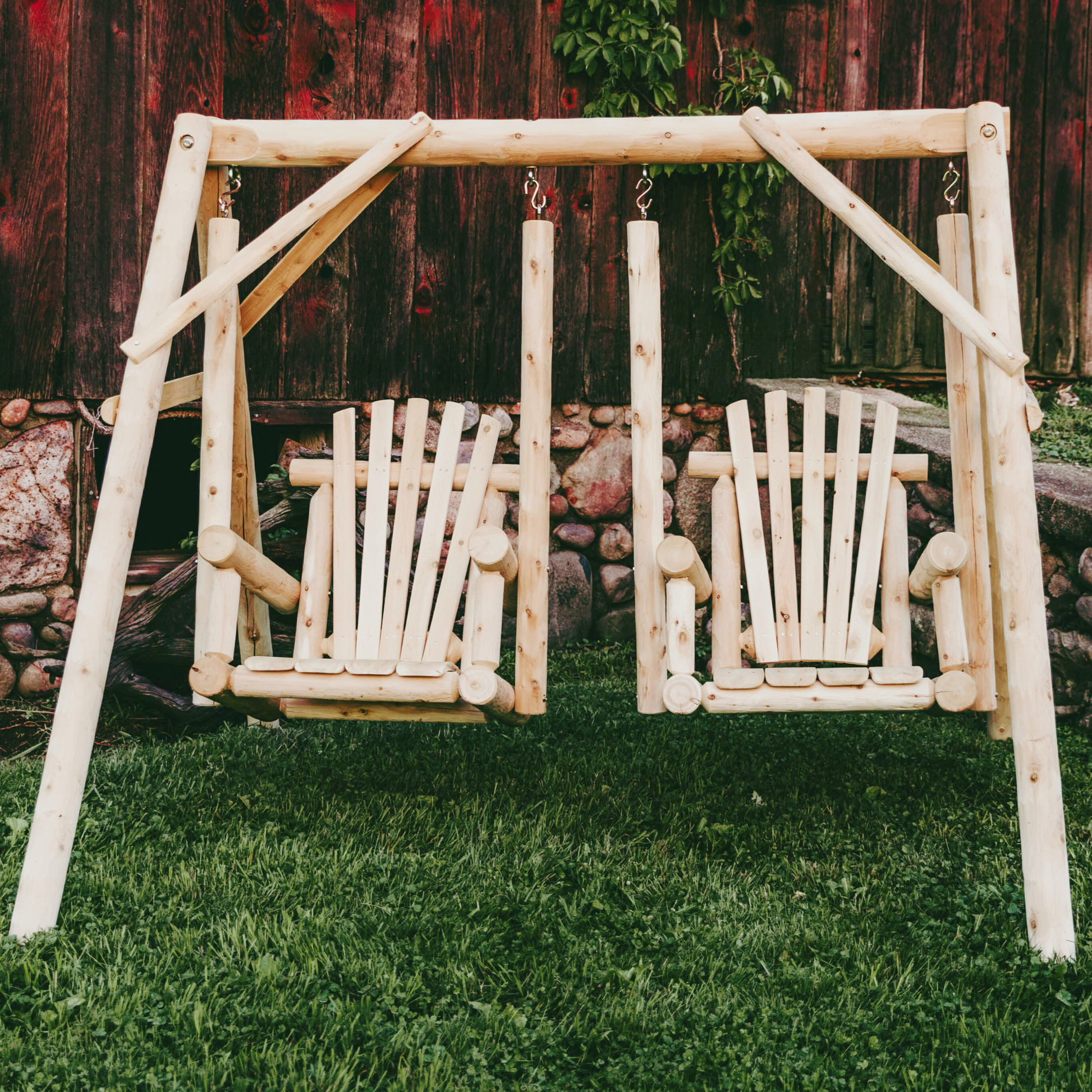 Lakeland Mills Cedar Log Doppelstuhl Swing