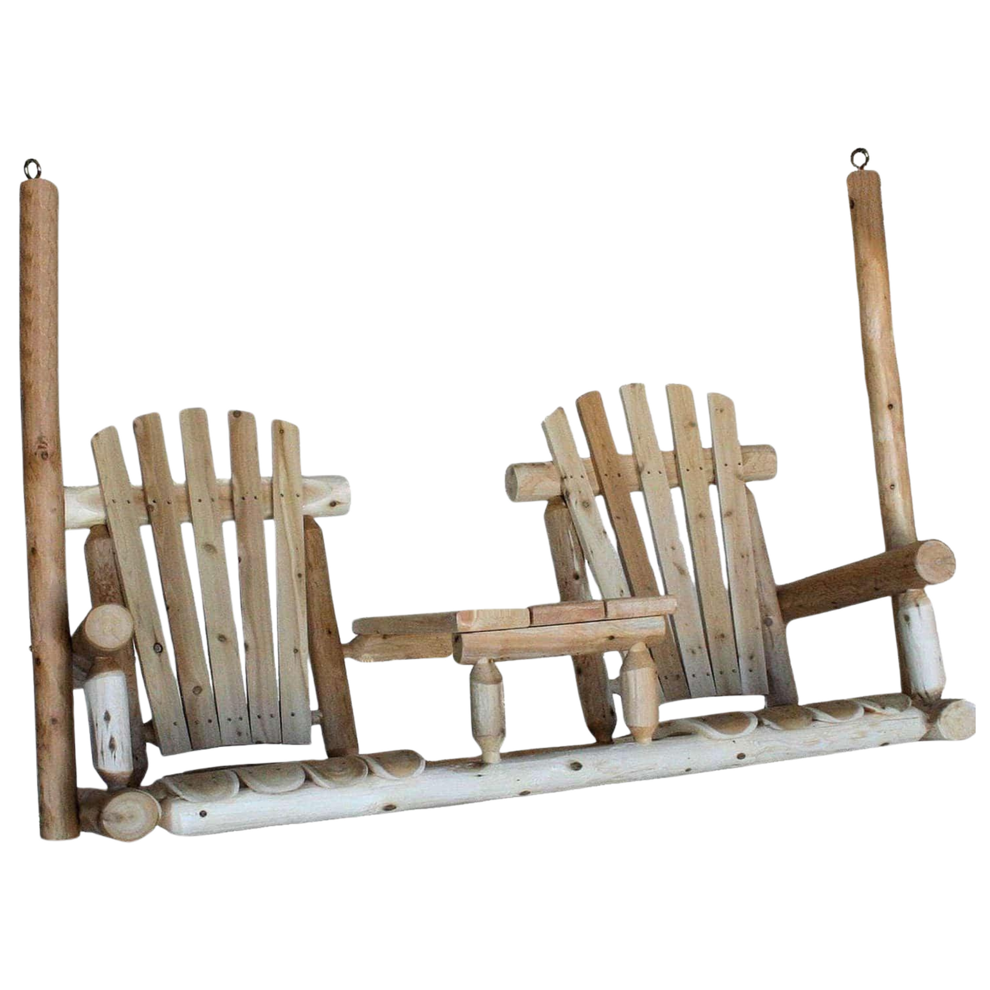Lakeland Mills Cedar Log Tete-A-Tete Porch Swing