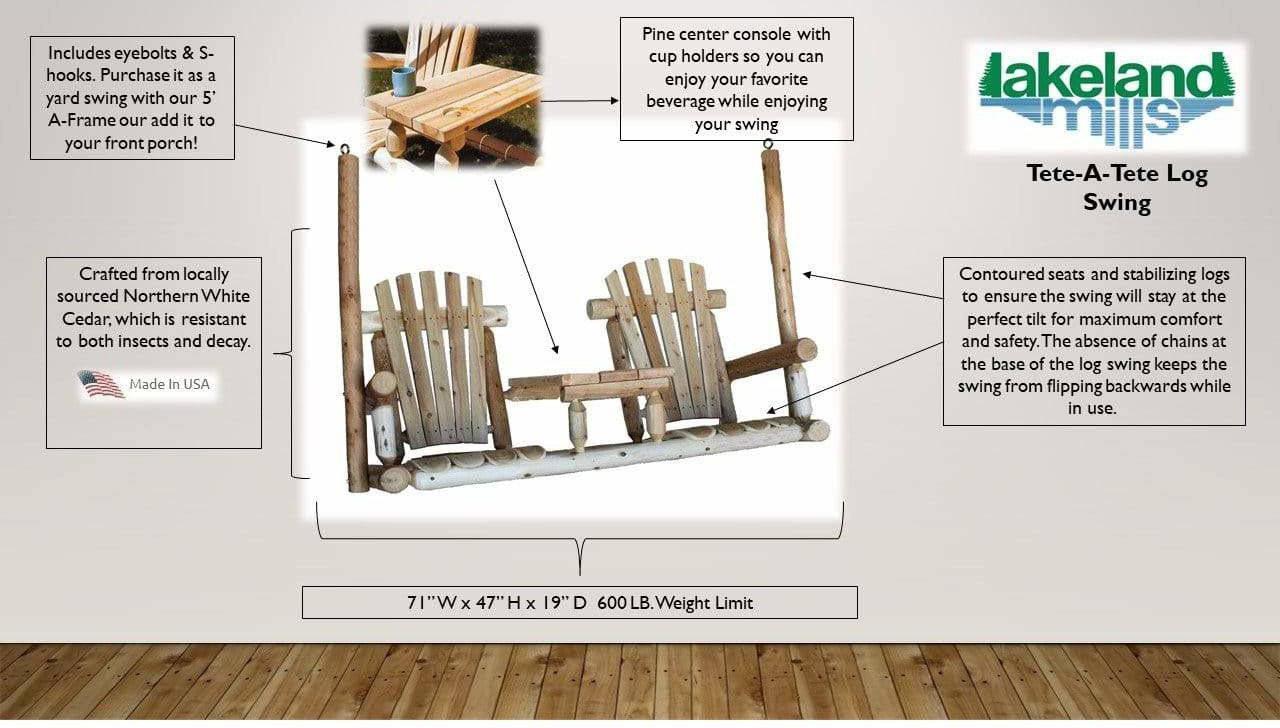 Lakeland Mills Cedar Log Tete-A-Tete Yard Swing