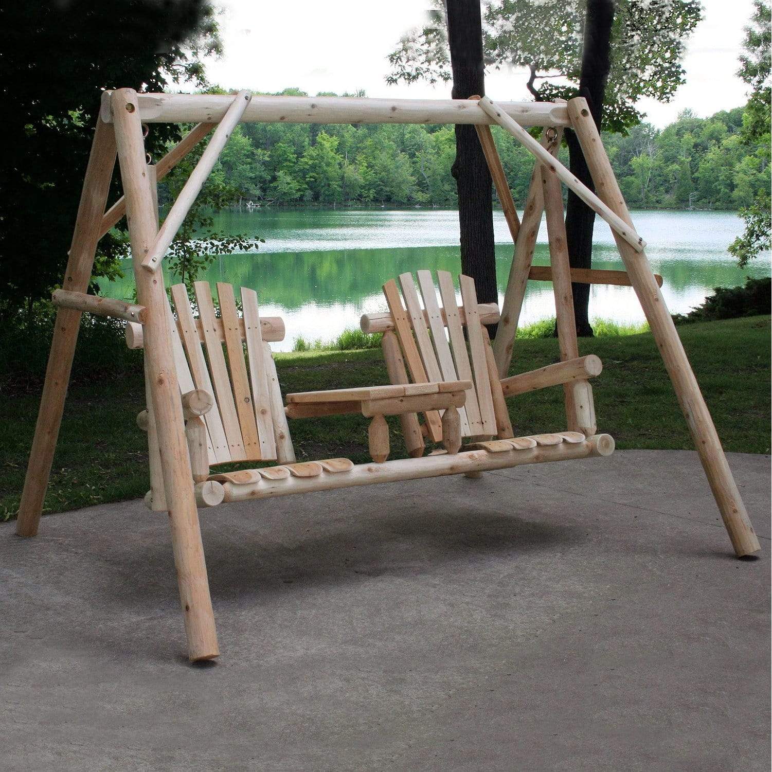 Lakeland Mills Cedar Log Tete-A-Tete Yard Swing