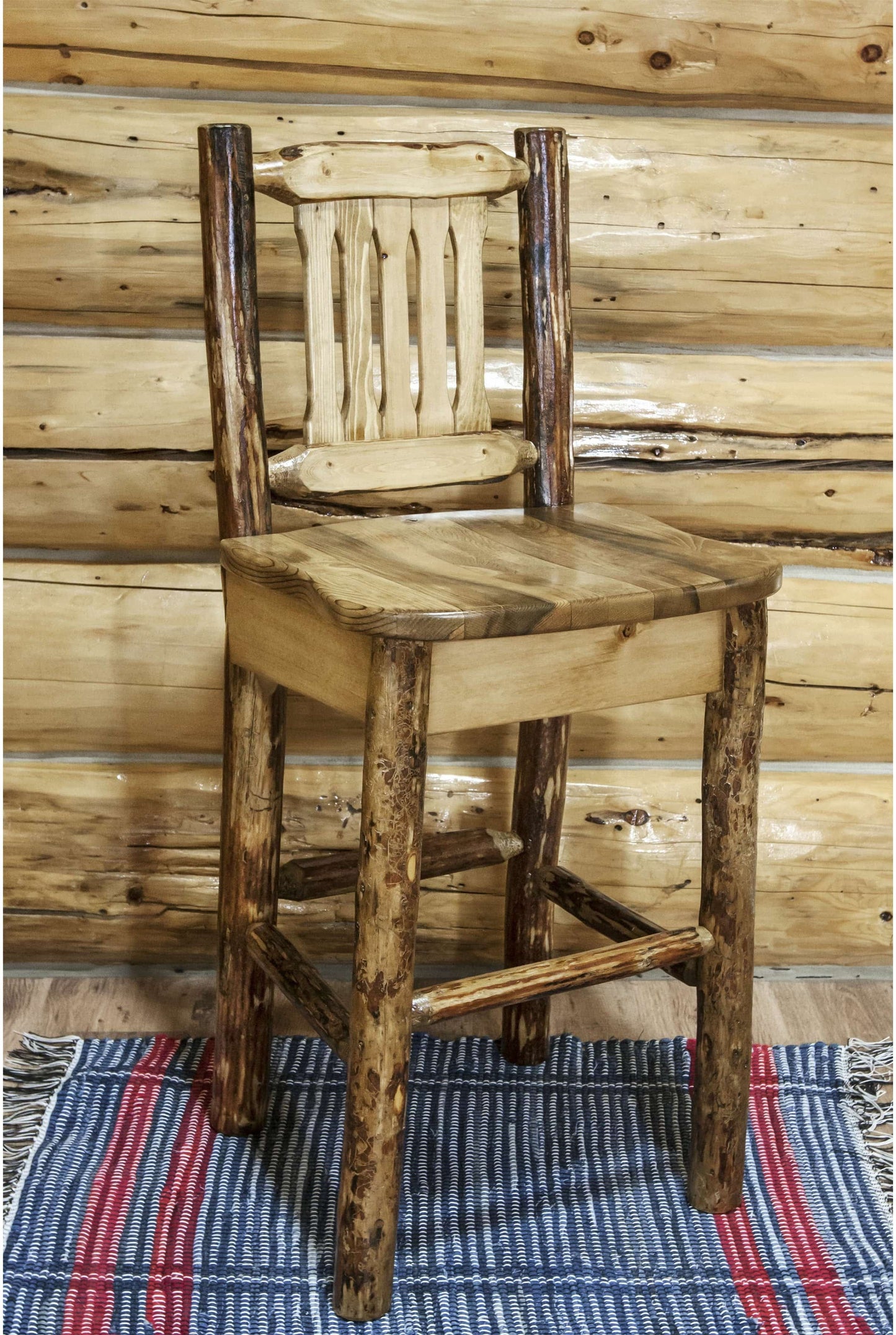 Montana Woodworks Glacier Country Kollektion Barshocker mit Rücken - Ergonomischer Holzsitz