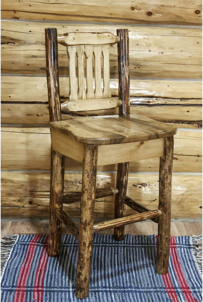 Montana Woodworks Glacier Country Kollektion Barshocker mit Rücken - Ergonomischer Holzsitz